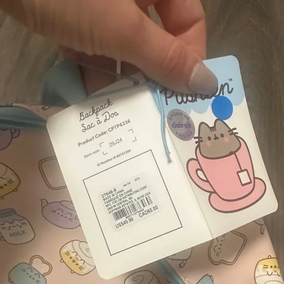 Pusheen Pink and Blue Bread Pattern Backpack - Picture 2 of 4